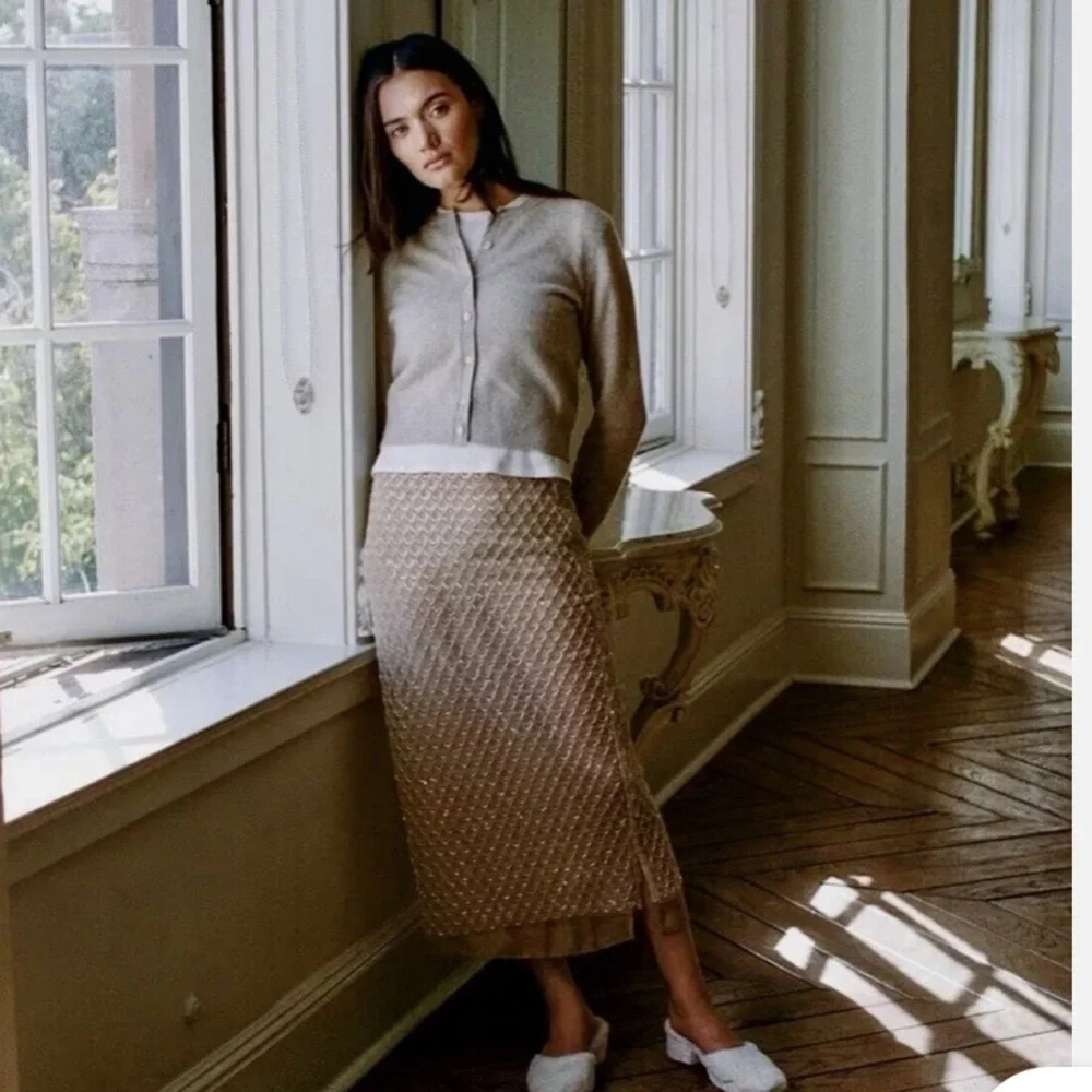 Zara Dress Gold Sequin Skirt, size Large, NWT - Picture 3 of 13